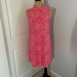 Anne Klein Pink and White Collared Hearts Mini Dress